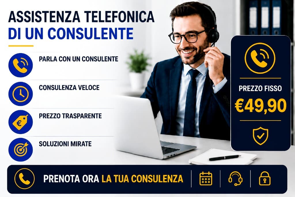 Assistenza telefonica di un consulente — consulenza telefonica prezzo fisso €49,99